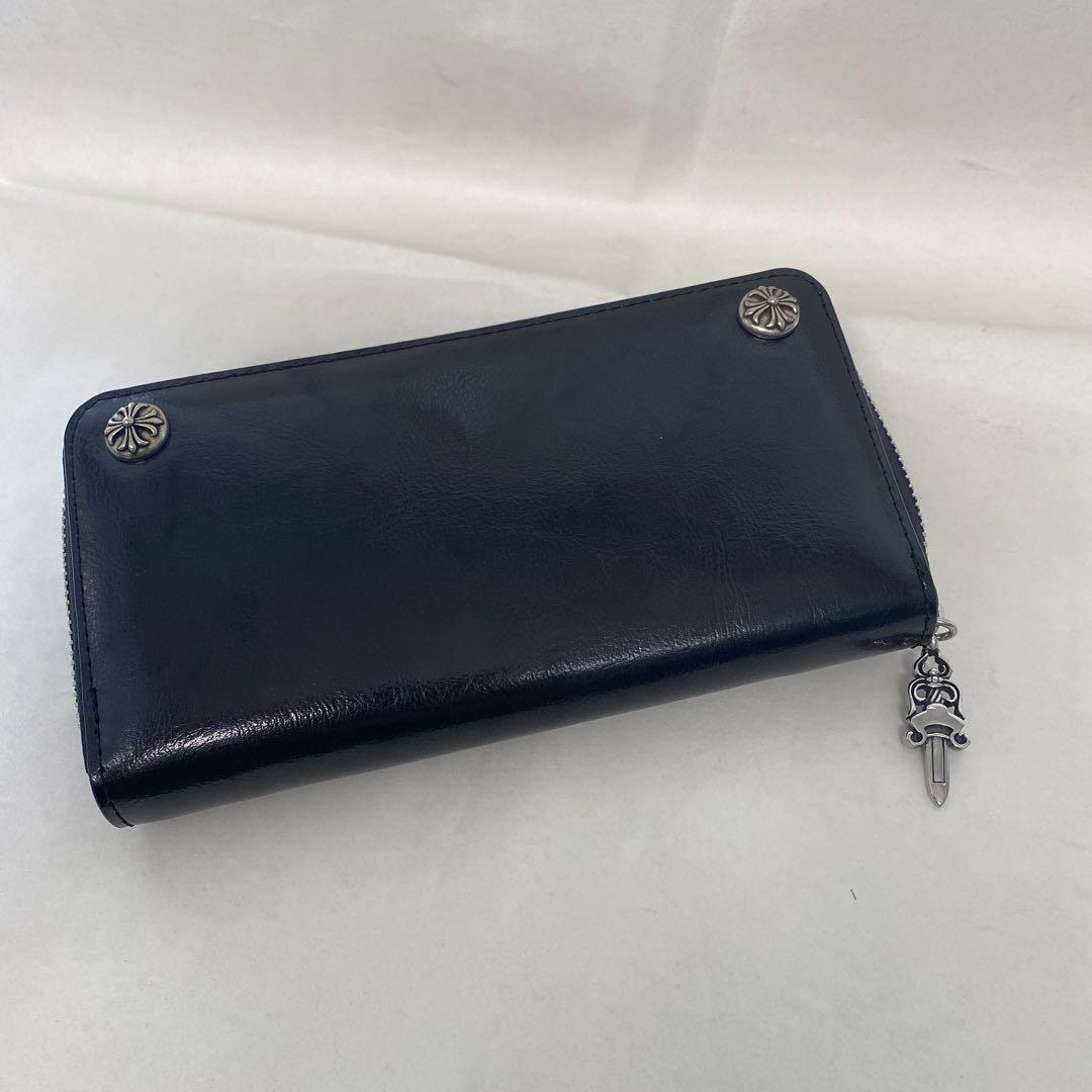 ハンドメイド クロス財布 メンズ 長財布 牛革 小銭入れ 革財布 ダガーチャーム