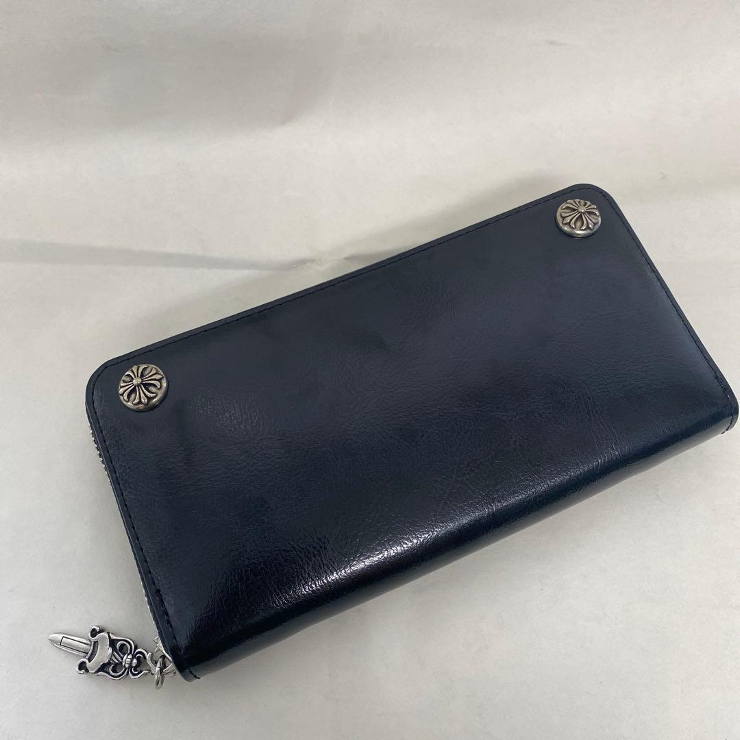 ハンドメイド クロス財布 メンズ 長財布 牛革 小銭入れ 革財布 ダガーチャーム