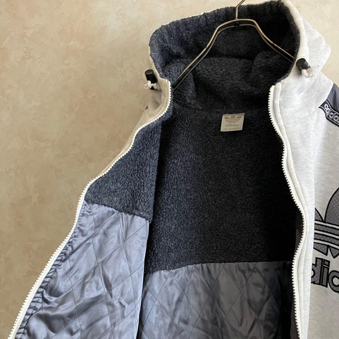 希少 90's 日本製 オールドアディダス 刺繍ロゴ インナーボアパーカー XL