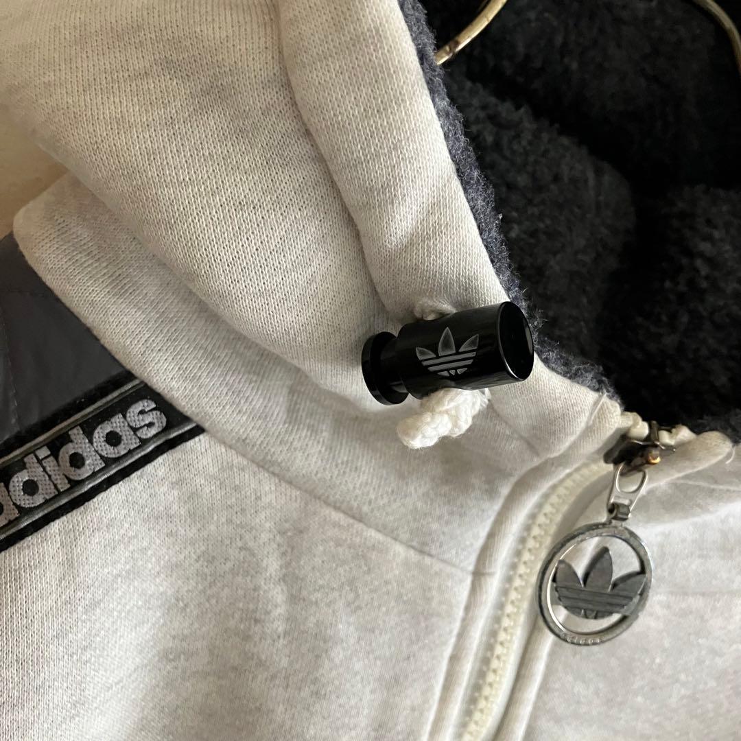 希少 90's 日本製 オールドアディダス 刺繍ロゴ インナーボアパーカー XL