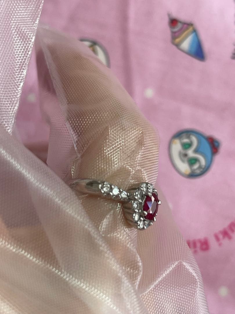 h*a様 ルビー0.38カラットダイヤ0.51カラットプラチナ8号リング