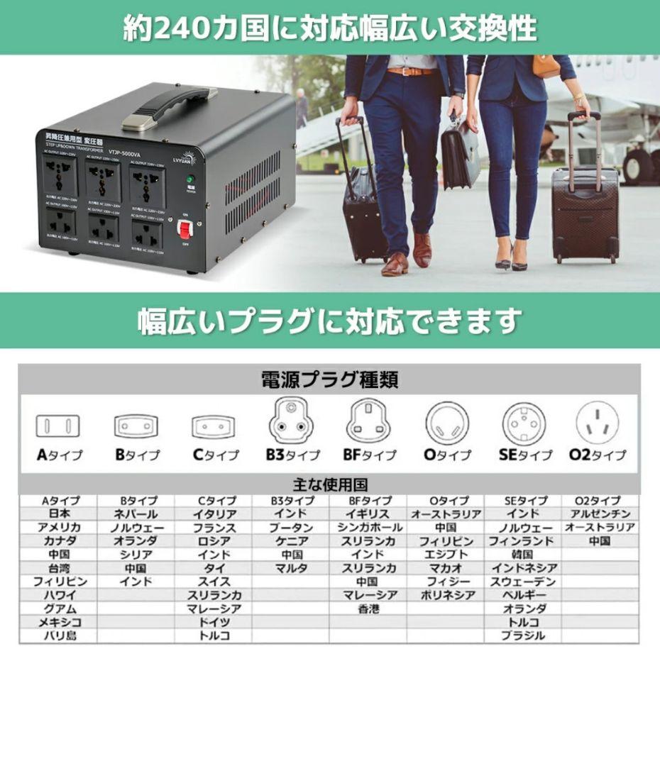 LVYUAN変圧器 5000VA 昇圧/降圧兼用 110V⇔220V/240V