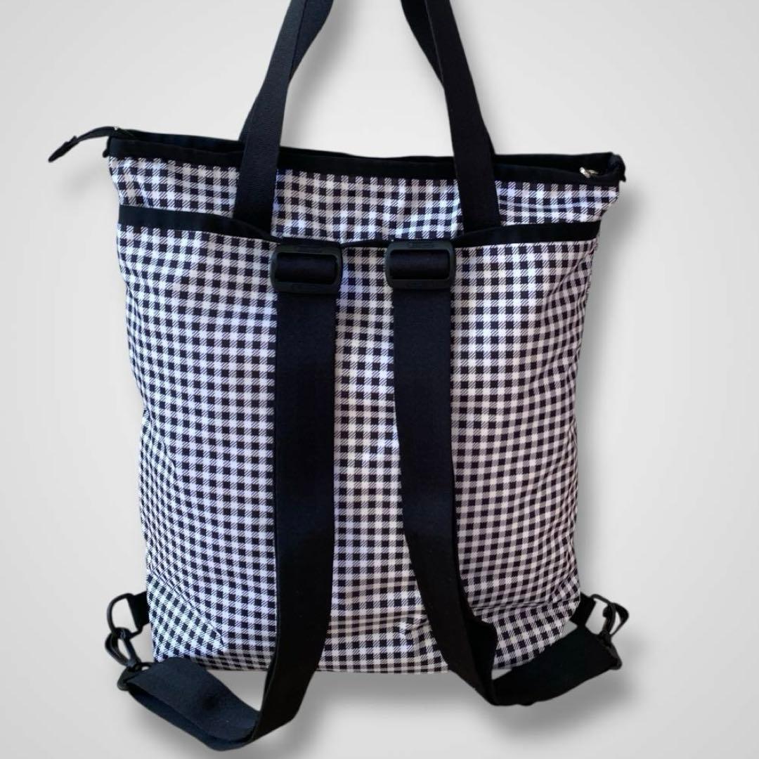 極美品 レスポートサック ギンガムチェック 2way トートリュック ブラック