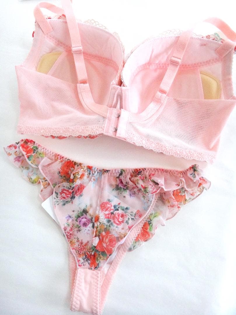 ワコール ルジェ ブラジャーF75 & ショーツM　ピンクオレンジラメ