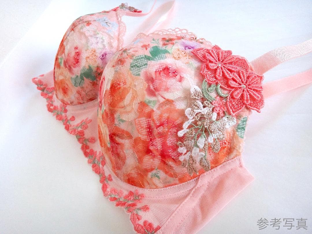 ワコール ルジェ ブラジャーF75 & ショーツM　ピンクオレンジラメ