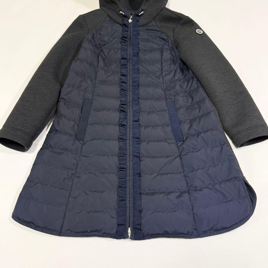 エムズグレイシー ダウンコート ダウンジャケット フード Aライン ネイビー M