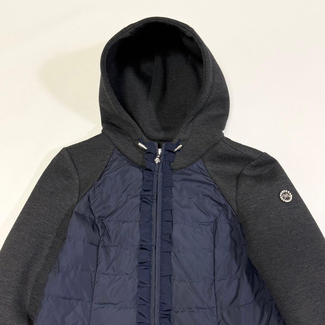 エムズグレイシー ダウンコート ダウンジャケット フード Aライン ネイビー M
