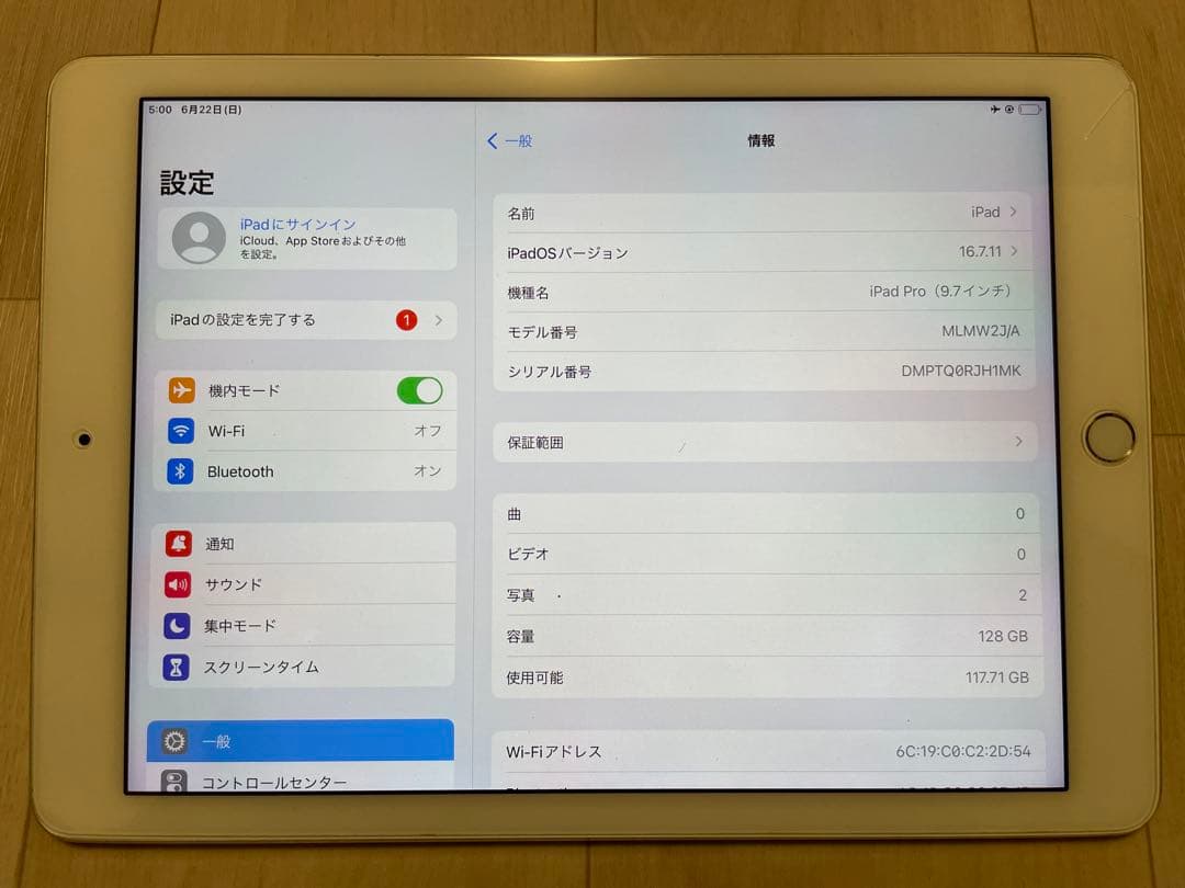 ジャンク　iPad Pro 9.7 WiFi 128GB ケースとpencil付