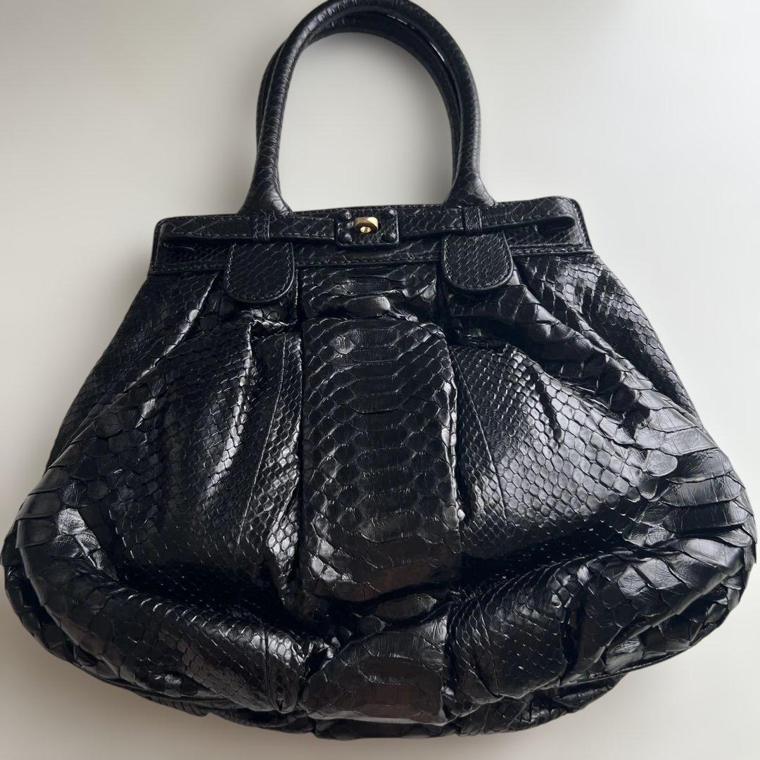 Zagliani ヘビ革 トートバッグ 黒