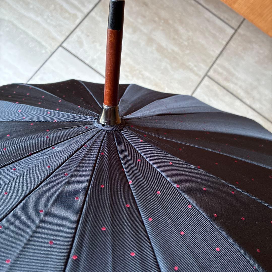 長傘　紳士用　黒にえんじ色ドット 皇室御用達前原光榮商店製 新品未使用
