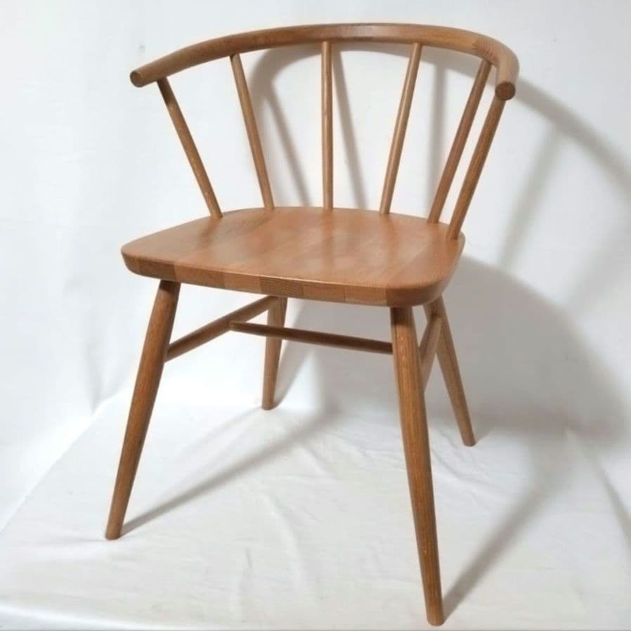 美品　無印良品　アームチェア ①　ダイニングチェア　オーク材　丸脚　送料無料