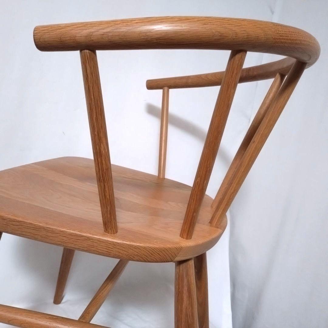 美品　無印良品　アームチェア ①　ダイニングチェア　オーク材　丸脚　送料無料