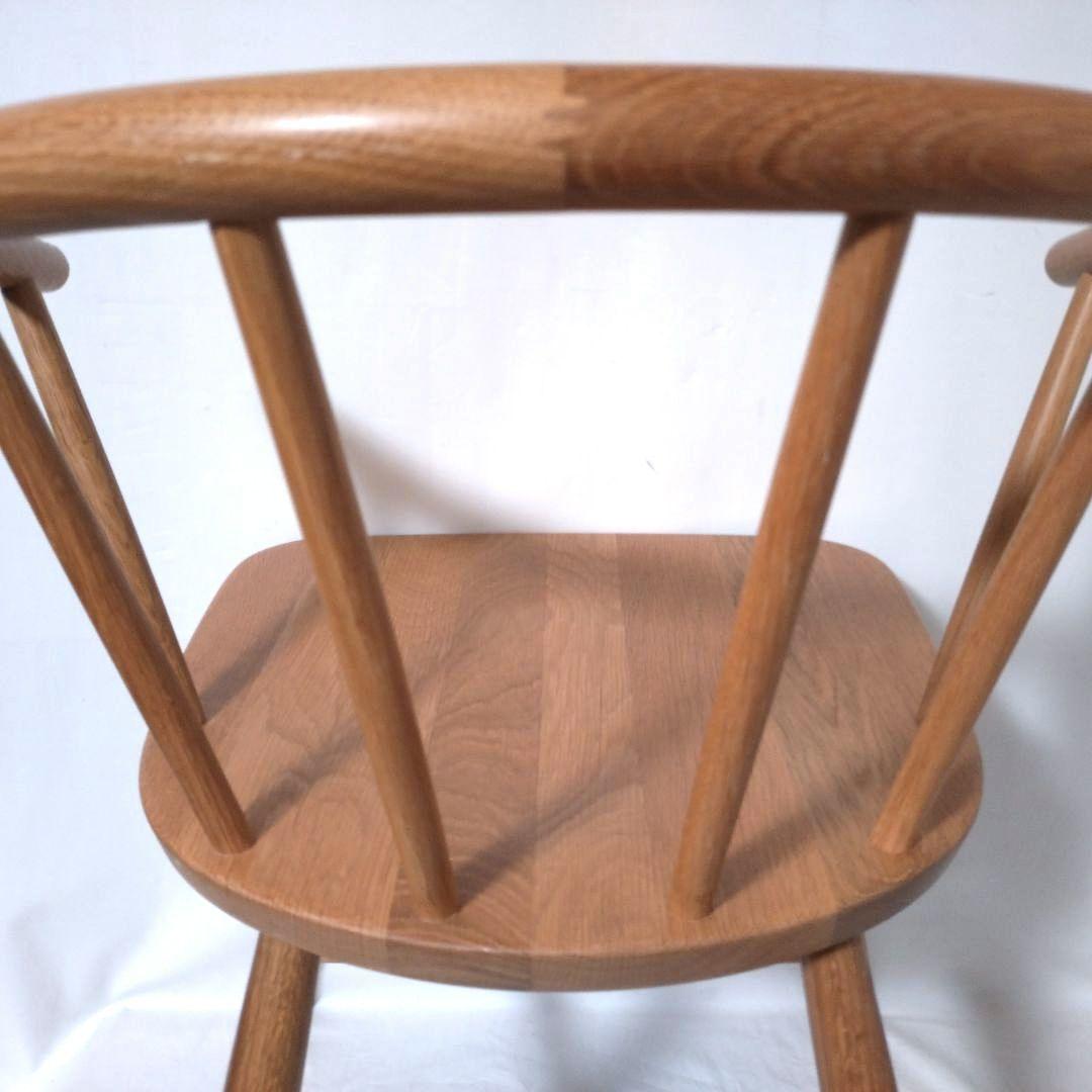美品　無印良品　アームチェア ①　ダイニングチェア　オーク材　丸脚　送料無料