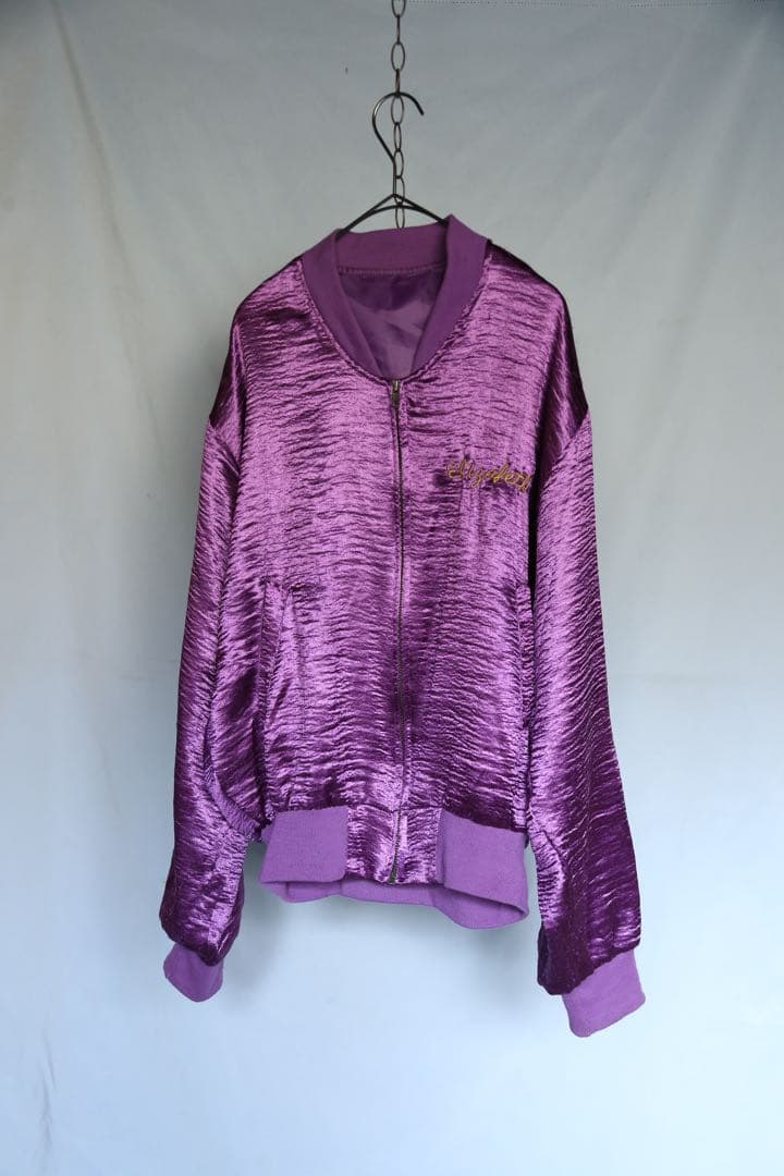 ヴィンテージコリジャン　KOREA 紫色 花柄刺繍 スカジャン