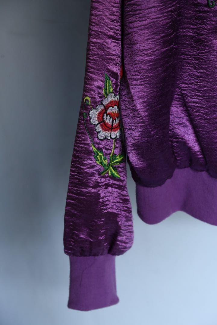 ヴィンテージコリジャン　KOREA 紫色 花柄刺繍 スカジャン