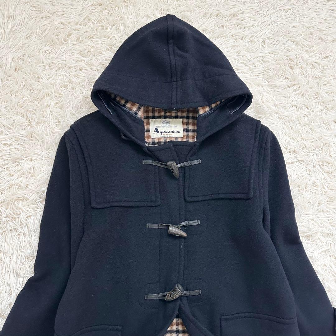 アクアスキュータム 大きいサイズXL ウールロングダッフルコート ネイビー