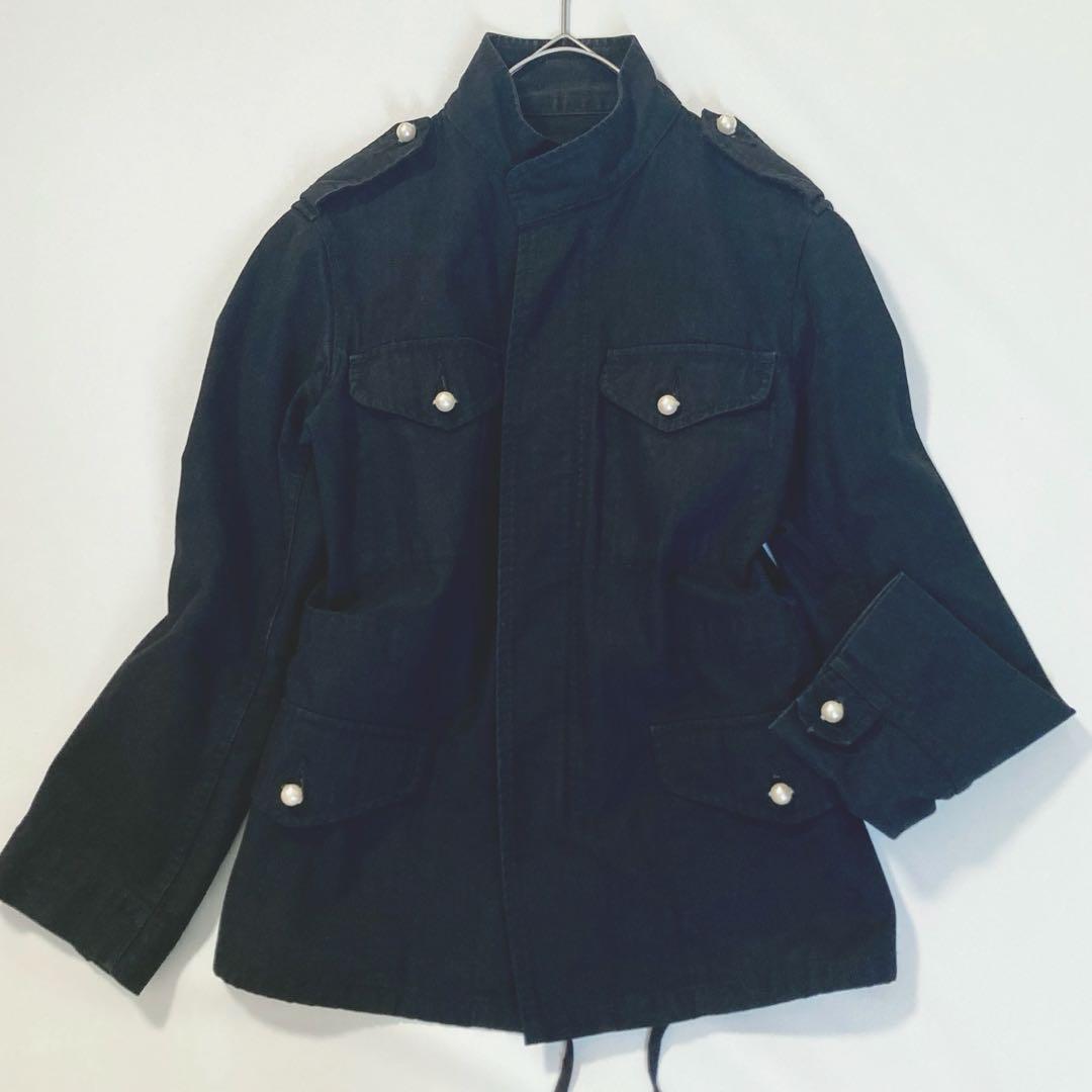 【希少】トリココムデギャルソン　AD2002 パール ミリタリージャケット 黒