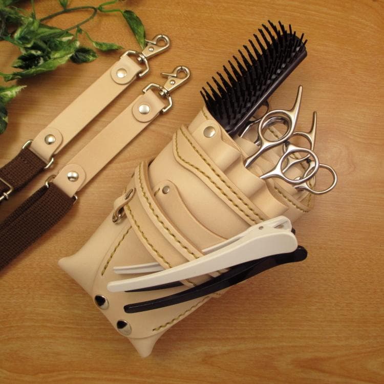 ☆特別価格☆　ヌメ革ナチュラル　６丁差し　 シザーケース　SCY-61/NA5