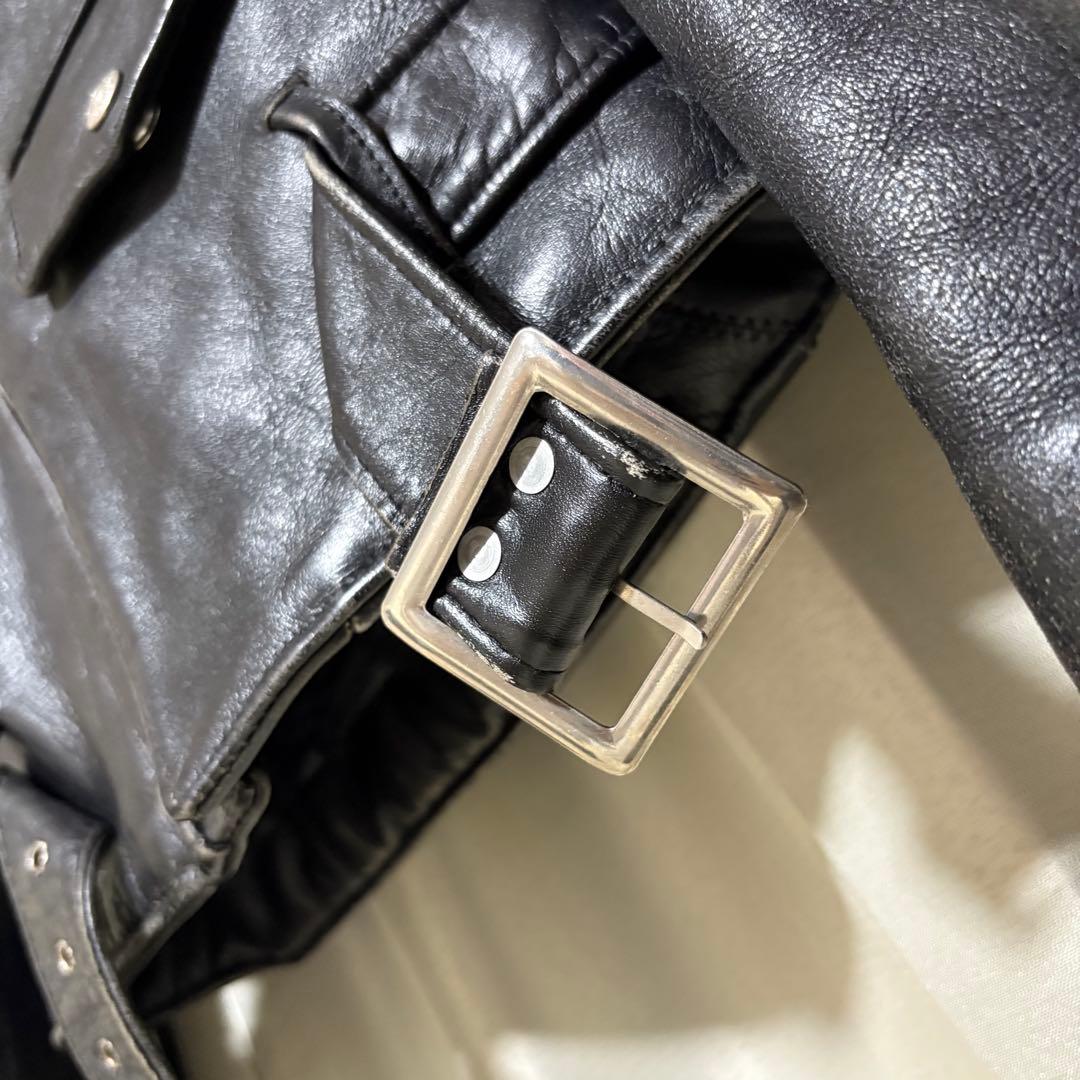 【牛タグ移行期】80s Schott 618希少シ ボ革個体 ライダース 34