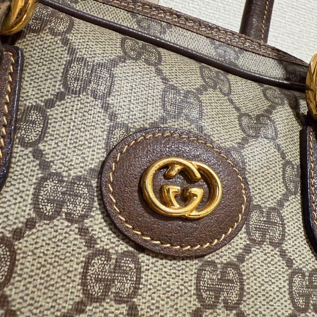 【美品】GUCCI　オールドグッチ　ハンドバッグ　PVC　GG柄　GGスプリーム