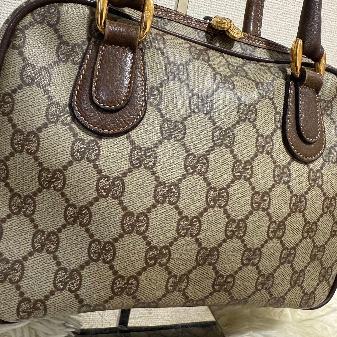 【美品】GUCCI　オールドグッチ　ハンドバッグ　PVC　GG柄　GGスプリーム
