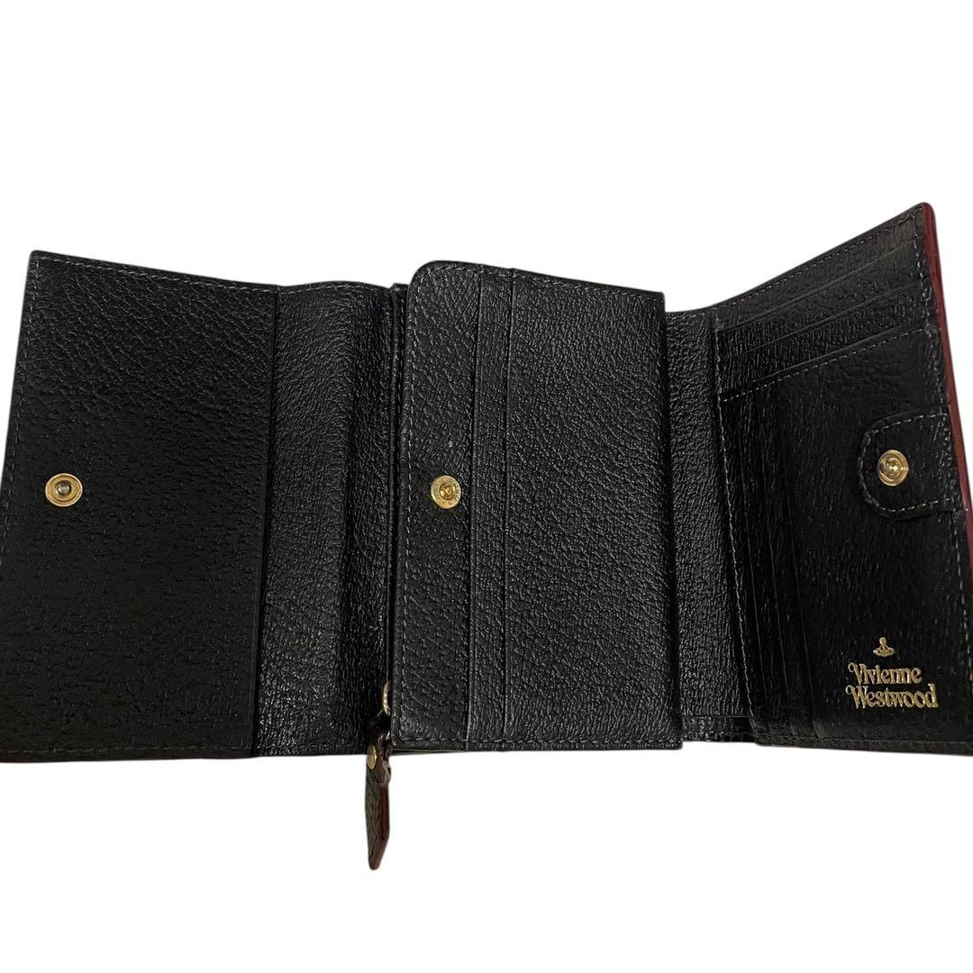 Vivienne Westwood 三つ折り財布 黒 レザー オーブ　ロゴ付き