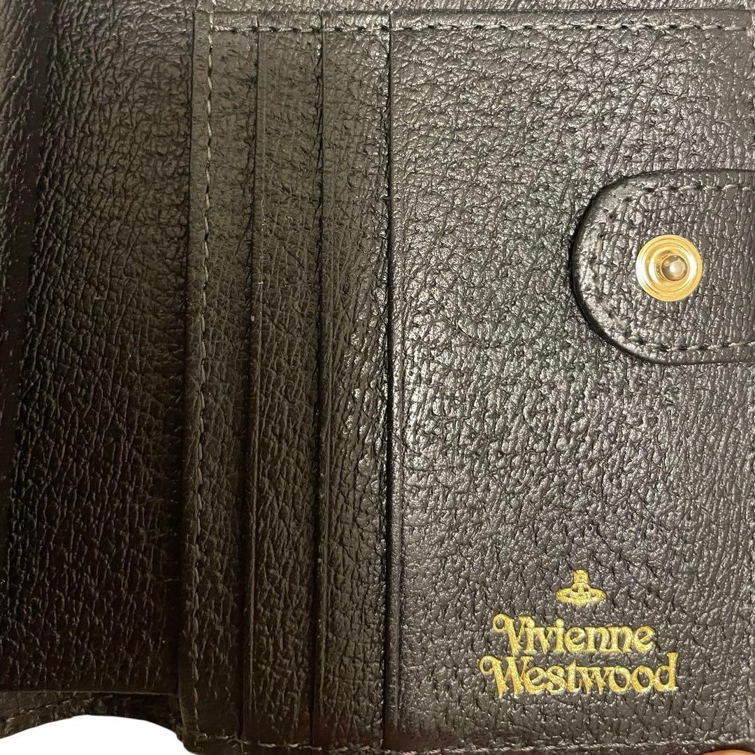 Vivienne Westwood 三つ折り財布 黒 レザー オーブ　ロゴ付き