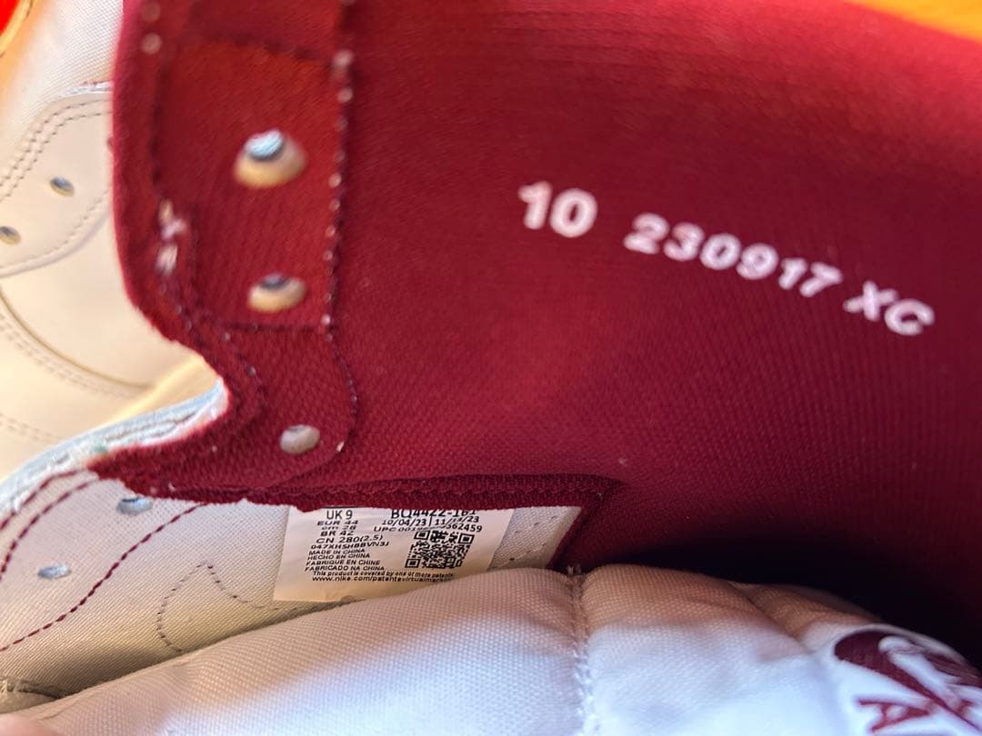 新品 ナイキ エアジョーダン1 85 メタリックバーガンディ 28.0