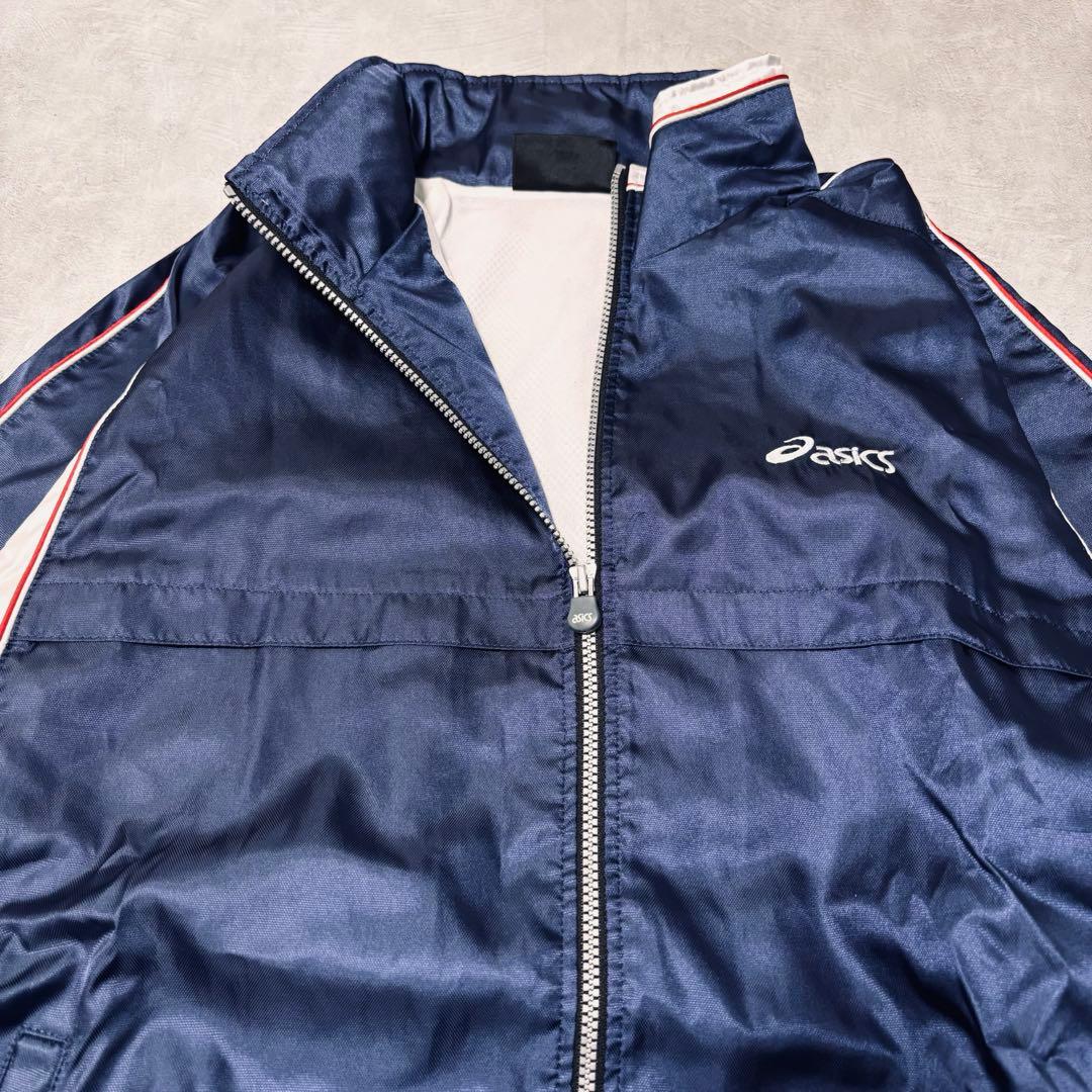 【美品】asics ウインドブレーカー セット 大きめ ネイビー スポーツ 陸上