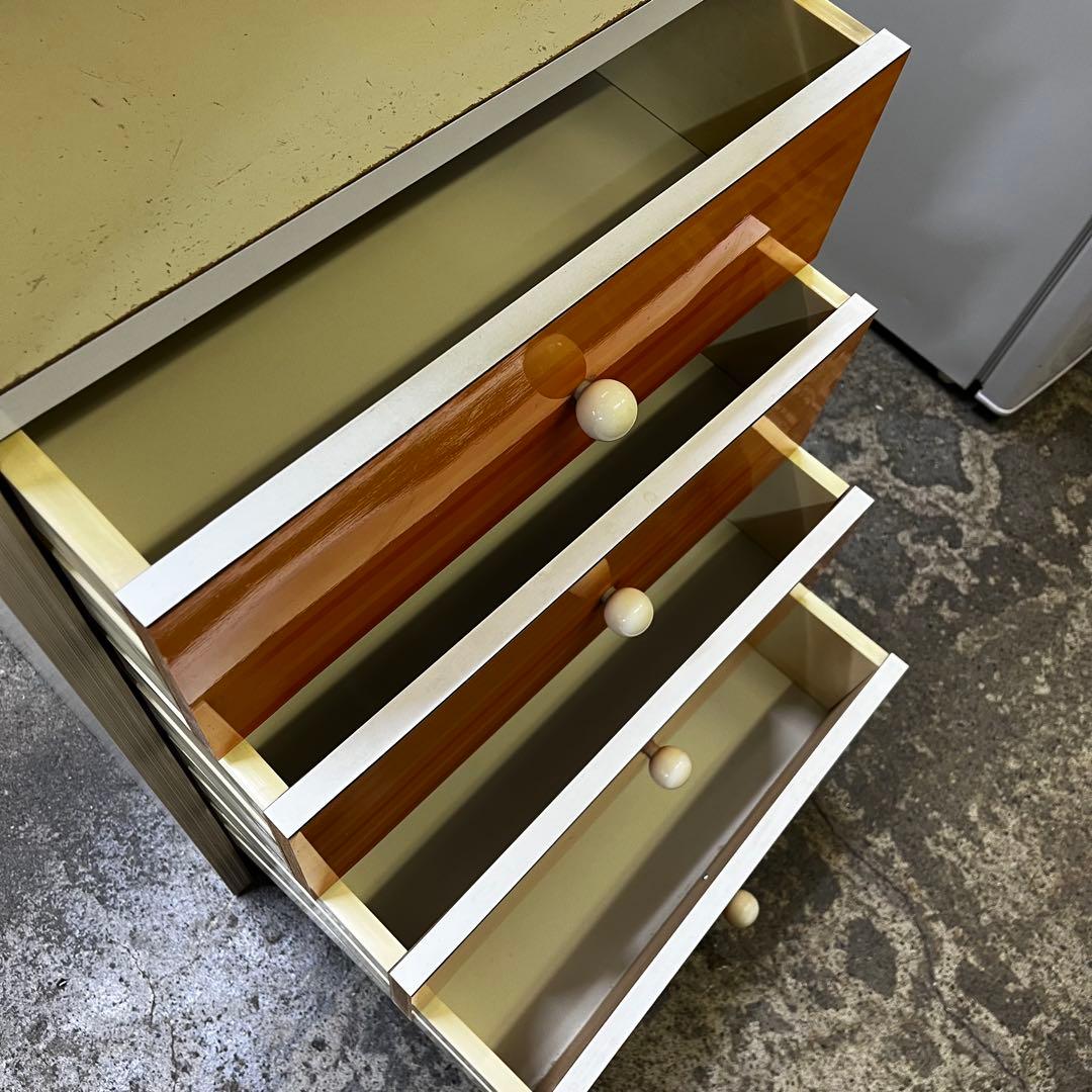 昭和レトロ 本棚 引き出し4段 レトロポップ 食器棚 飾り棚 シェルフ オレンジ