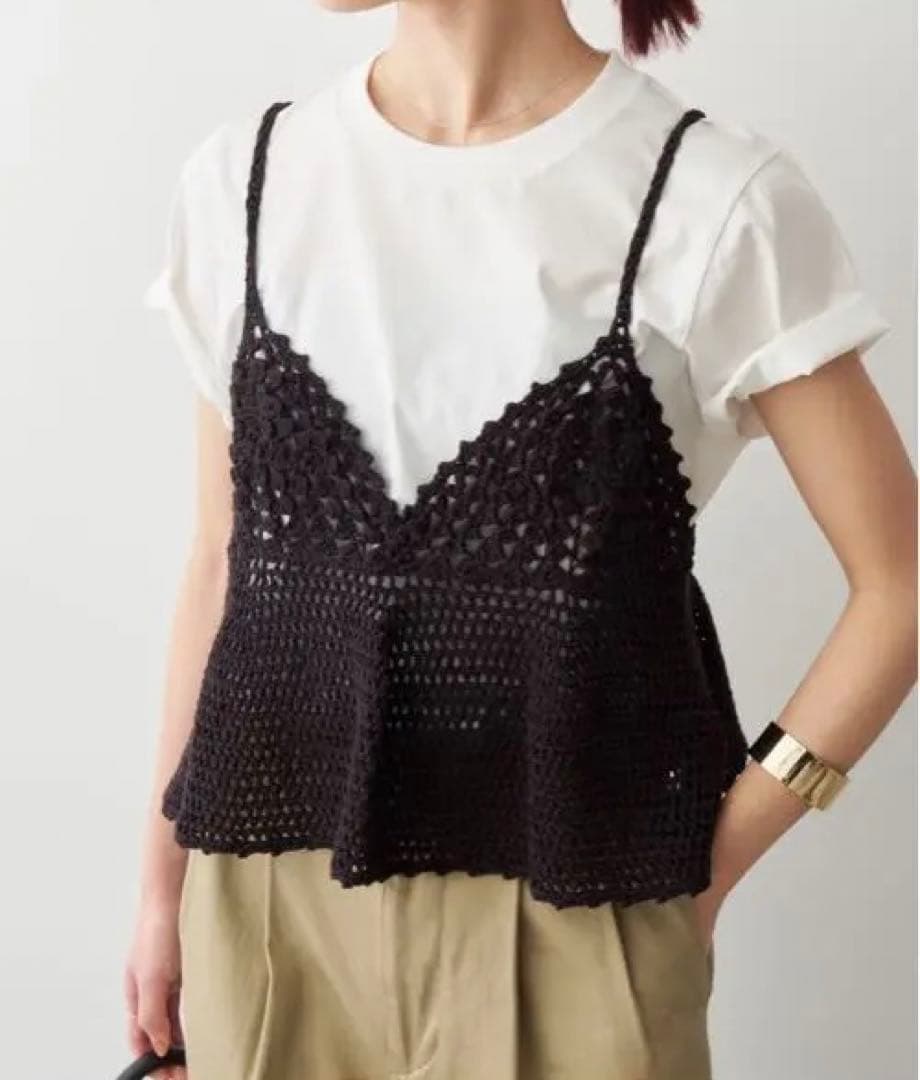 YH⭐︎　クロシェニットキャミソール　スピック