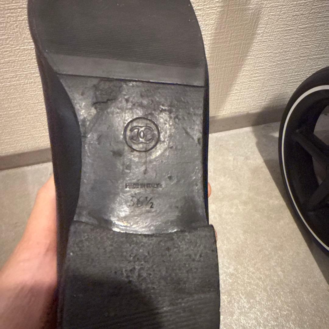 CHANEL シャネル パンプス 23.5cm 黒 ローファー ココマーク
