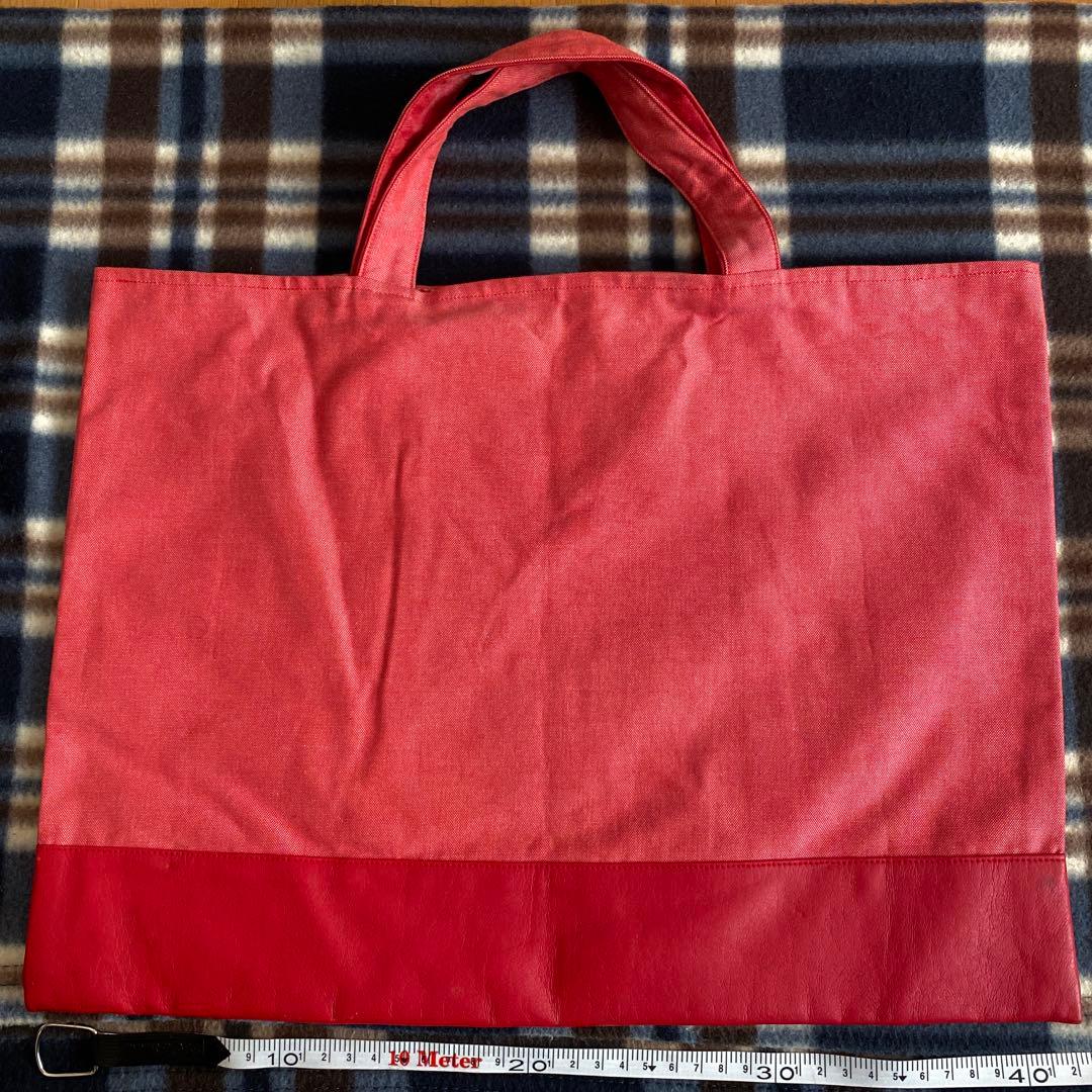 と*も様 ファミリア　familiar 赤いトートバッグ クマのぬいぐるみ付き