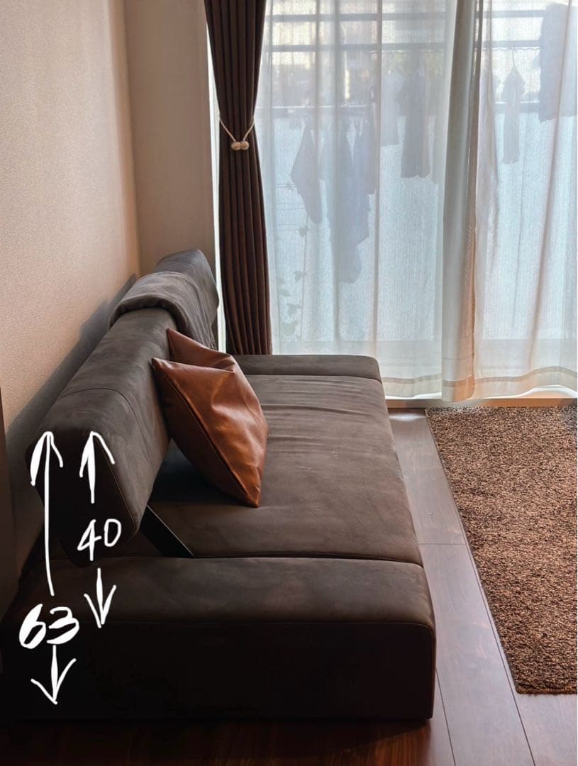 【111high】グレー3人掛けソファ