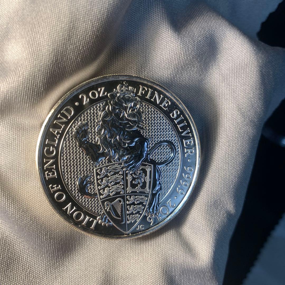 S5 純銀貨 2オンス クイーンズビースト　2016 ライオン・イングランド