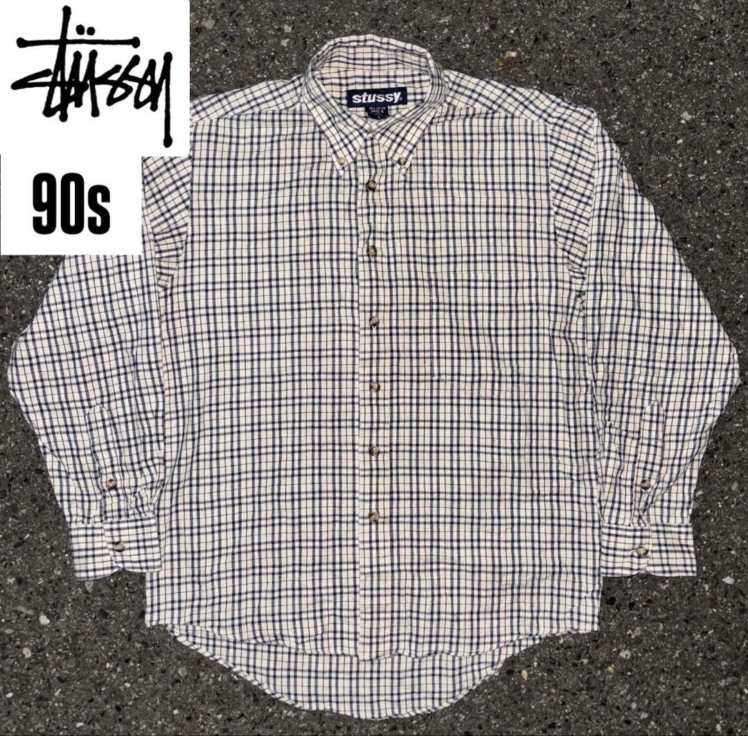 よっしー 90s 紺タグ old stussy ギンガムチェックシャツ