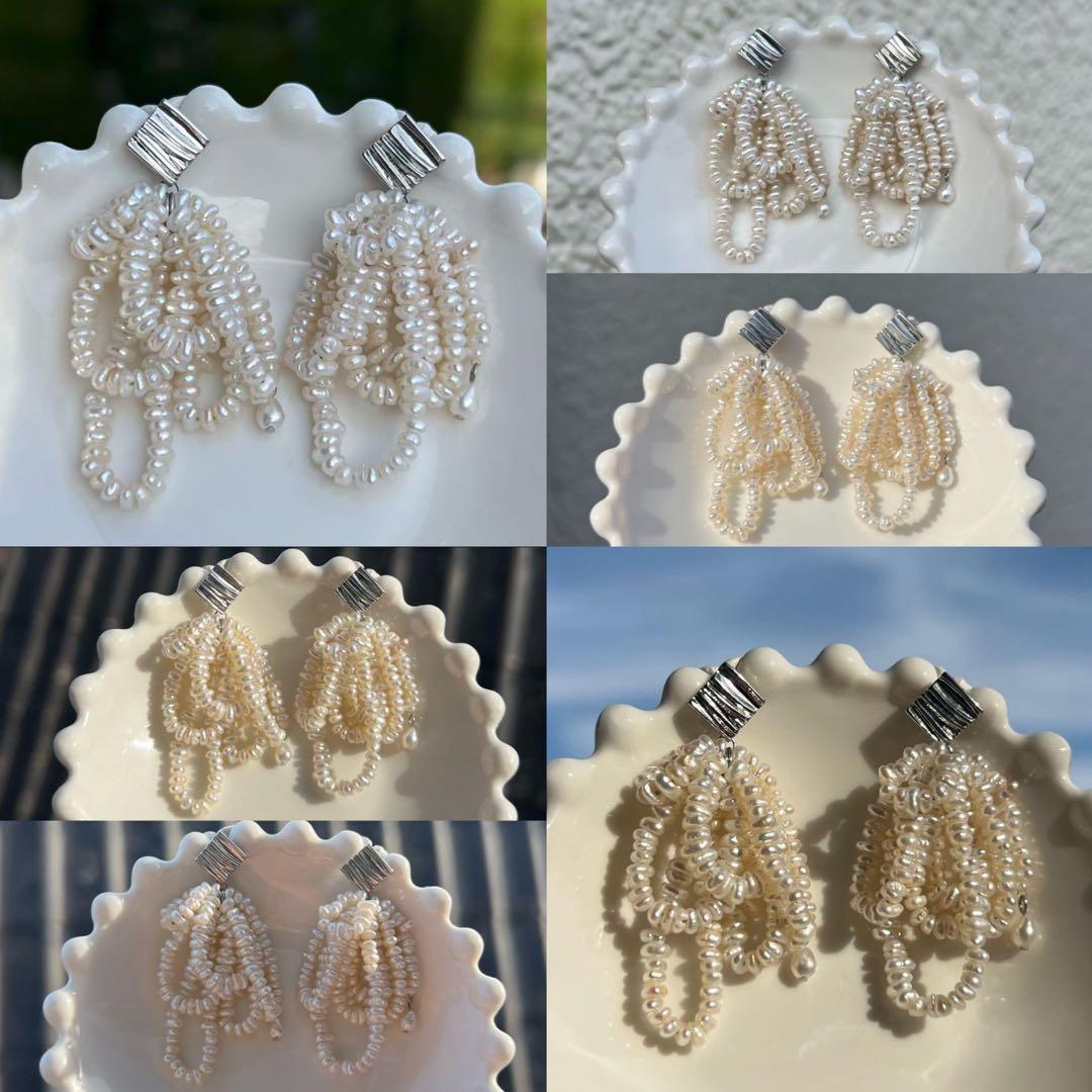 2点まとめ　パールシャワーピアス　オイスターパールラリエットネックレス