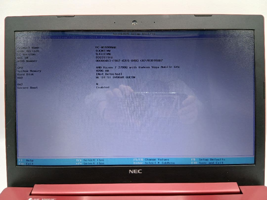 ジャンク品　NEC ノートPC NS600/MAR
