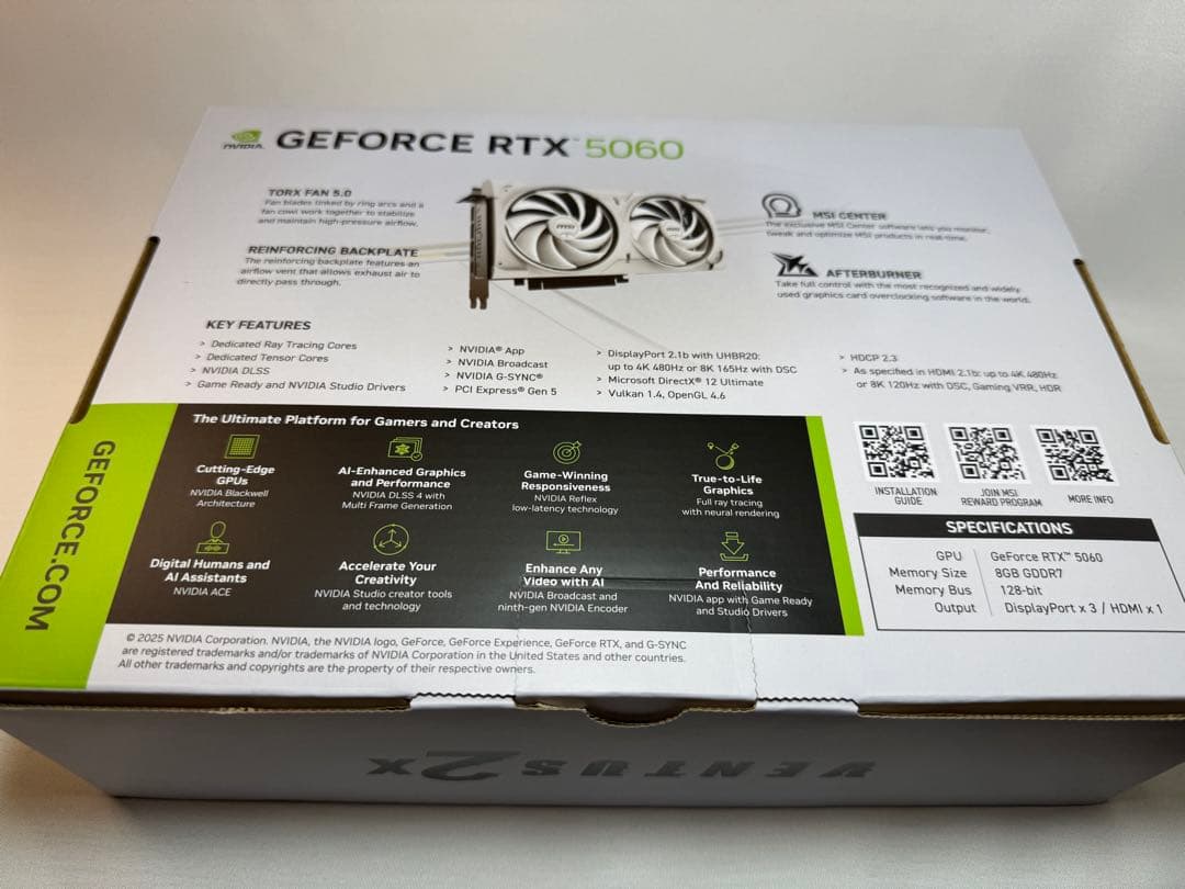 ラ*ー様 MSI RTX5060 8G VENTUS 2X OC WHITE