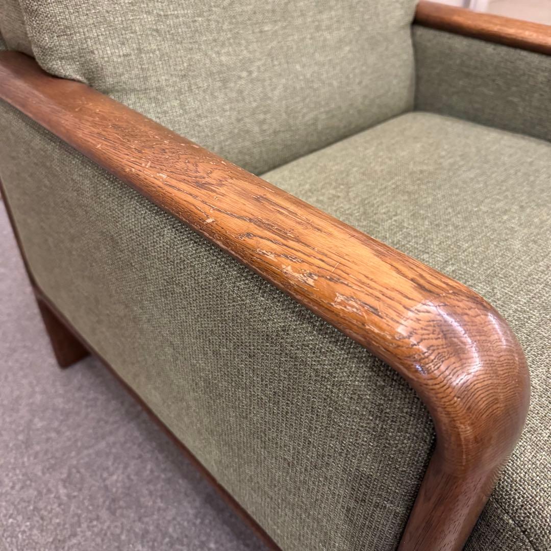 オールドカリモク パネルアーム 1人掛けソファ ①