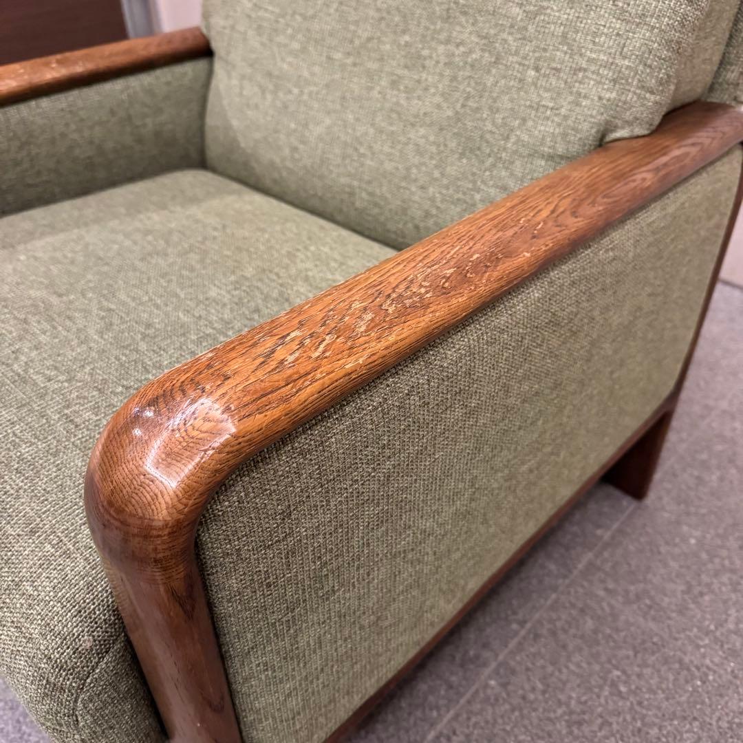 オールドカリモク パネルアーム 1人掛けソファ ①