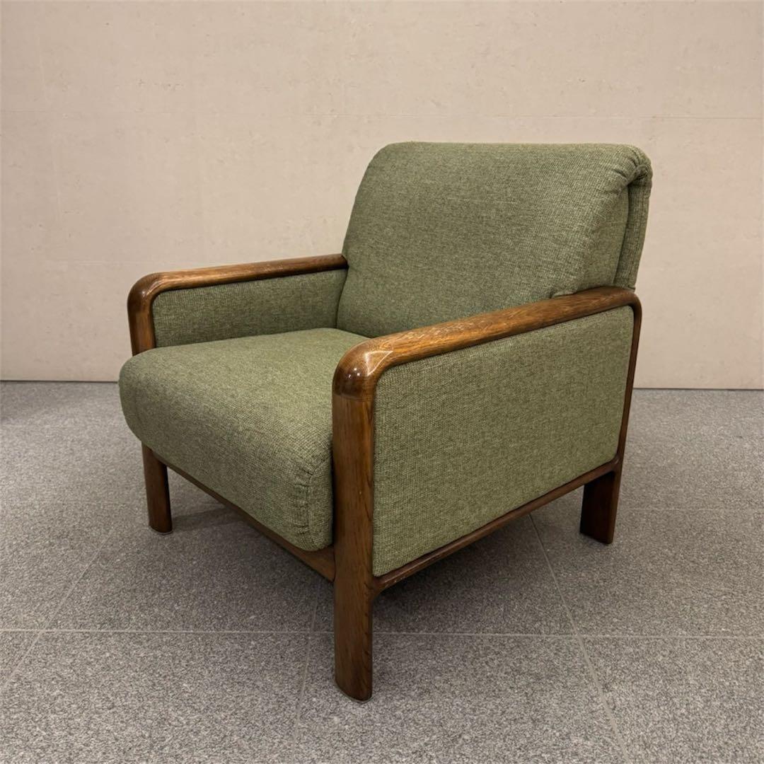 オールドカリモク パネルアーム 1人掛けソファ ①