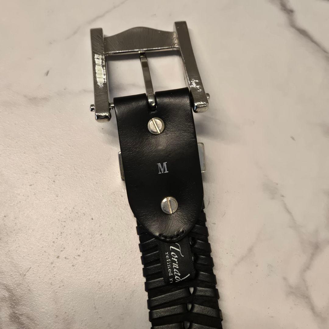 美品　TORNADO MART トルネードマート　レザー　ベルト　編み込み　黒