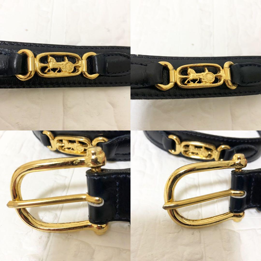 美品　CELINE セリーヌ ベルト 馬車金具 ゴールド　ブラック　レディース