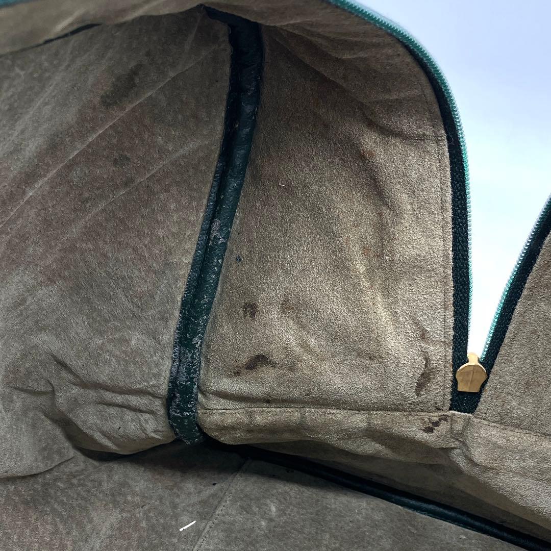 【オーストリッチ本革】ボストンバッグ　旅行鞄　ゴールド金具　グリーン