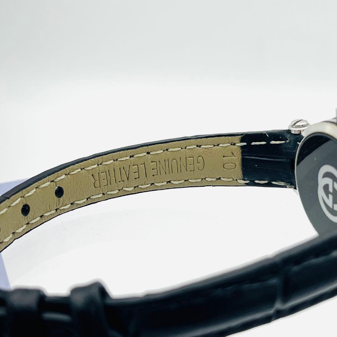 GUCCI ホワイト文字盤 ブラック革ベルト レディース時計