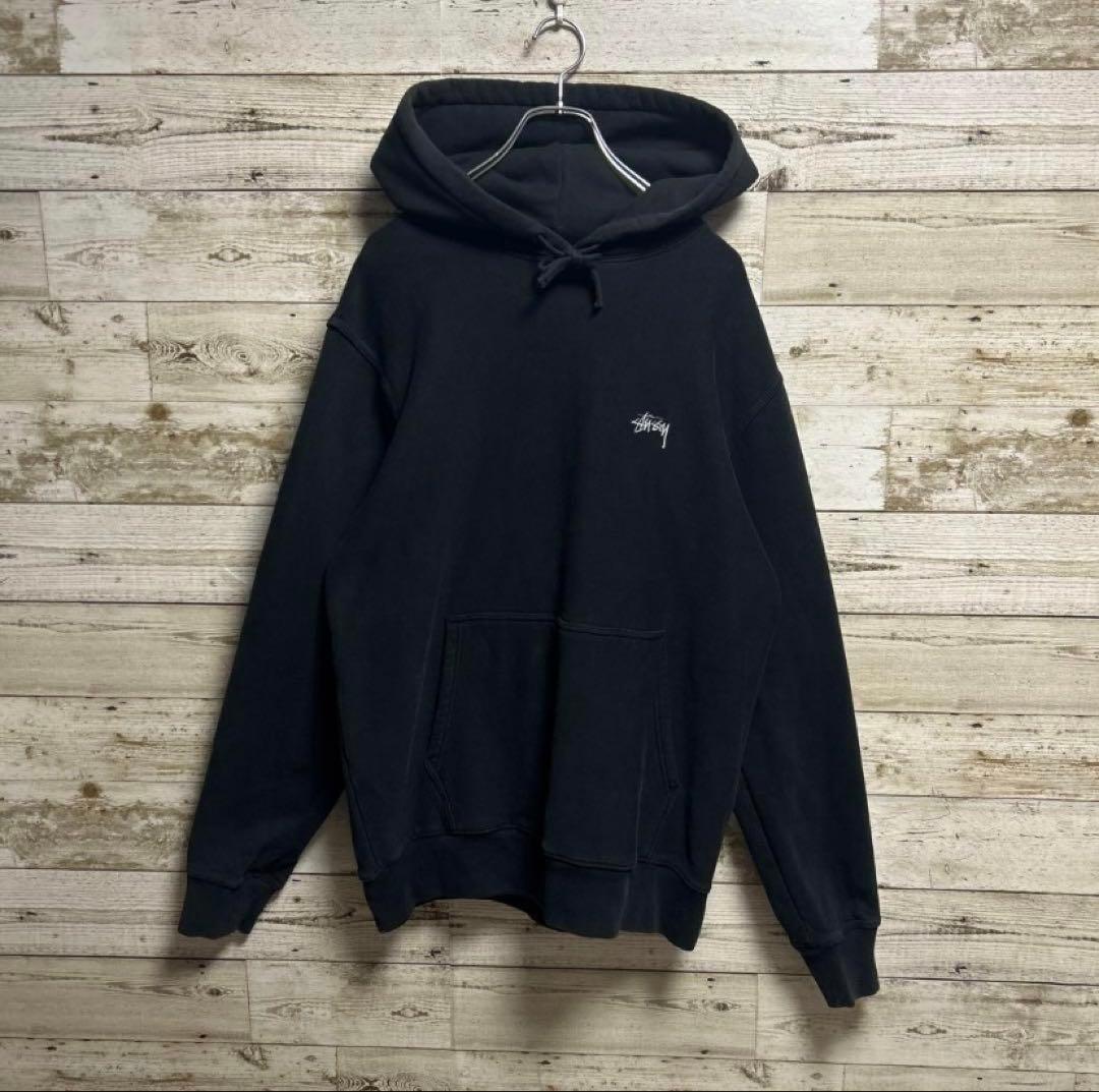 ステューシー stussy ワンポイント 刺繍ロゴ パーカー フーディー 90s