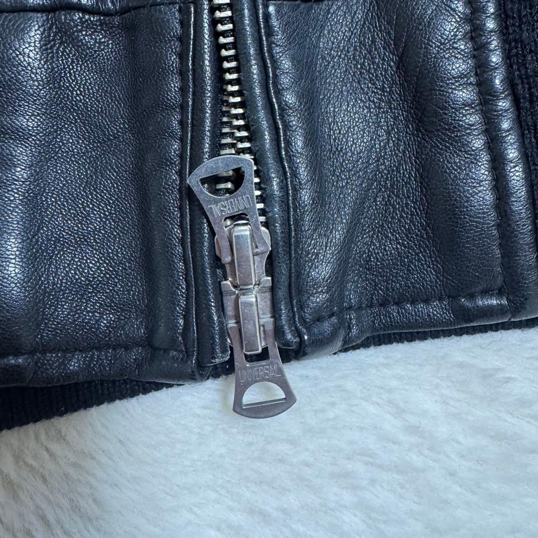 美品ユナイテッドアローズ羊革フーテッドレザーライダースジャケットSブラック