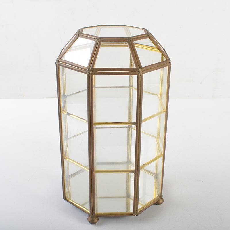 アンティーク　銅枠　八角　ガラスケース　宝石入　ディスプレイケース　CR7319