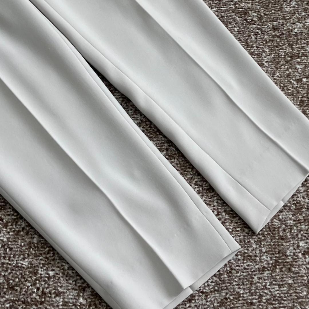 美品✨レミュー セットアップ ノーカラー 洗える ストレッチ 1B グレージュ